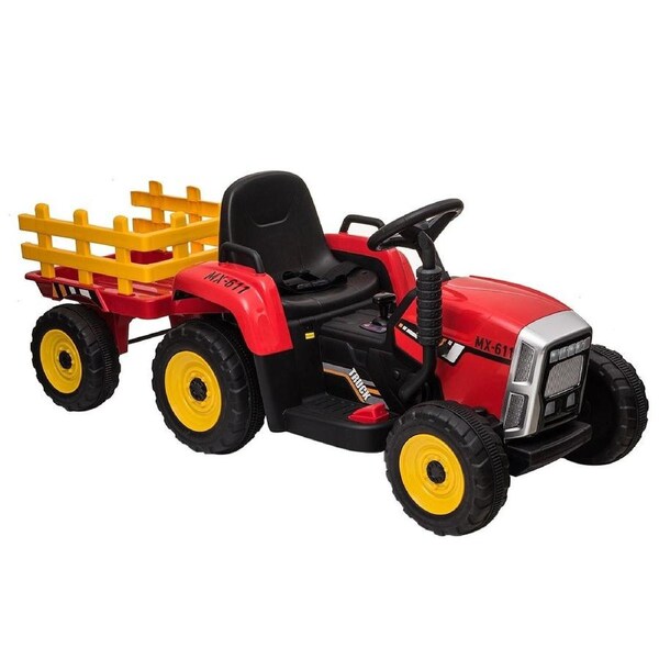 12V Electric Kids Ride On Tractor and Trailer Farm Toy Tractor Set