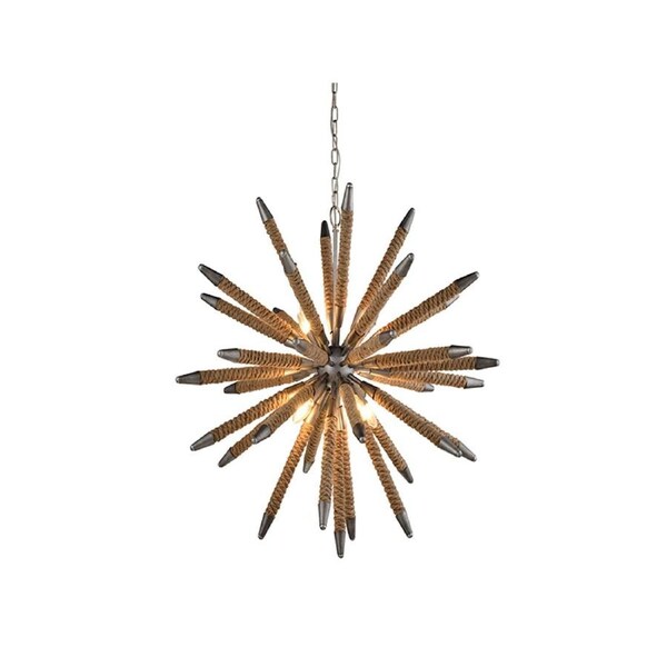 MAZZA Weathered Zinc Hardware and Natural Rope Pendant Light