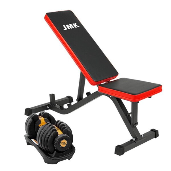 Combo 24kg Adjustable Dumbbell Home Gym Exercise Bench Weights Fitness Gold