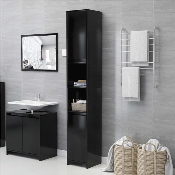 Bathroom Cabinet Black 30x30x183.5 cm Engineered Wood vidaXL