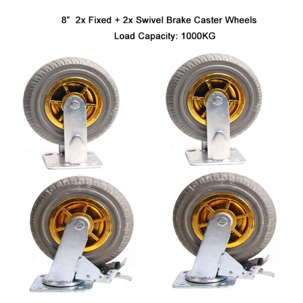 4x 8" 75mm Heavy Duty Industrial Swivel Caster Wheels Castor 1000KG Trolley