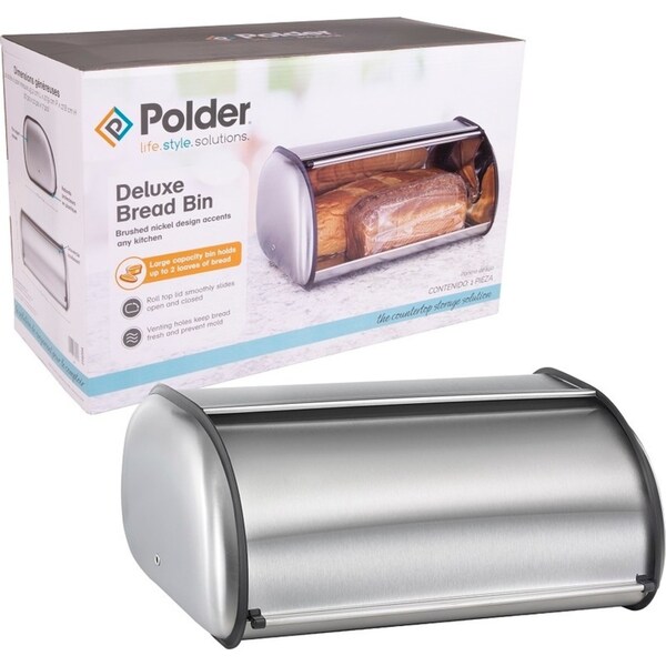 Polder Deluxe Brushed Nickel Bread Bin