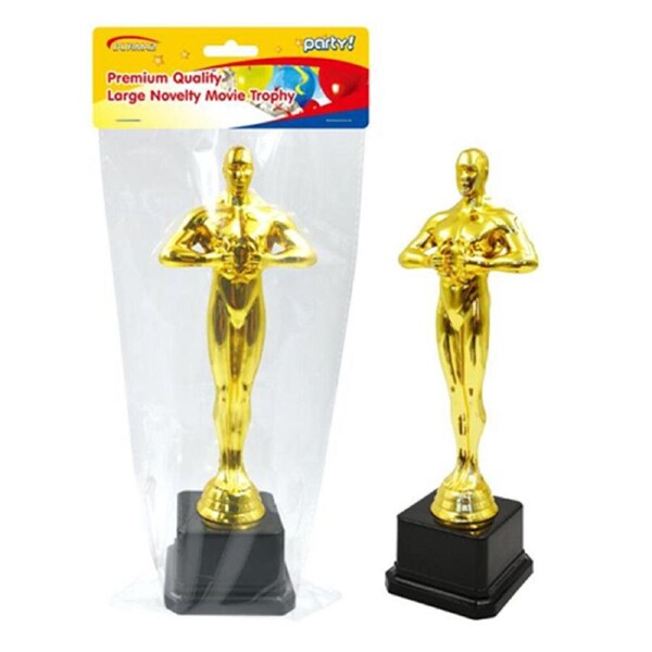 2x Large Awards Gold Trophy Hollywood Oscar Plastic Statuette Party Prize Cup