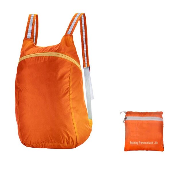 Catzon Folding Backpack High Quality Polyester Fabric Ultra-light Outdoor Bag For Travel Hiking-Orange