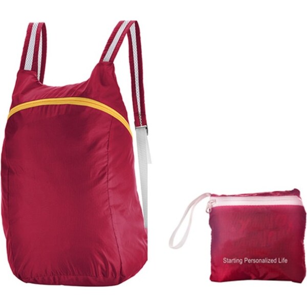 Catzon Folding Backpack High Quality Polyester Fabric Ultra-light Outdoor Bag For Travel Hiking-Rose Red