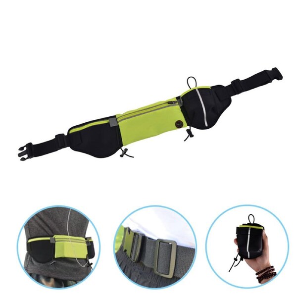 Catzon Running Belt Waist Bag Waterproof Multifunctional Zipper Adjustable Fanny Pack with Headphone Port For Running Hiking Cycling Climbing-Green