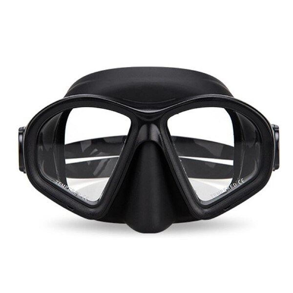 Catzon Diving Mask Anti-Fog Tempered Glass Waterproof Lens Swimming Goggles Suitable For Scuba Diving For Adult-All Black