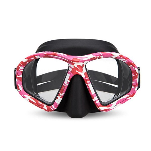 Catzon Diving Mask Anti-Fog Tempered Glass Waterproof Lens Swimming Goggles Suitable For Scuba Diving For Adult-Camouflage Red