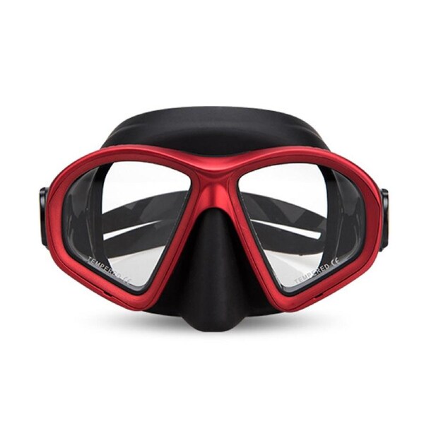 Catzon Diving Mask Anti-Fog Tempered Glass Waterproof Lens Swimming Goggles Suitable For Scuba Diving For Adult-Spray paint Red