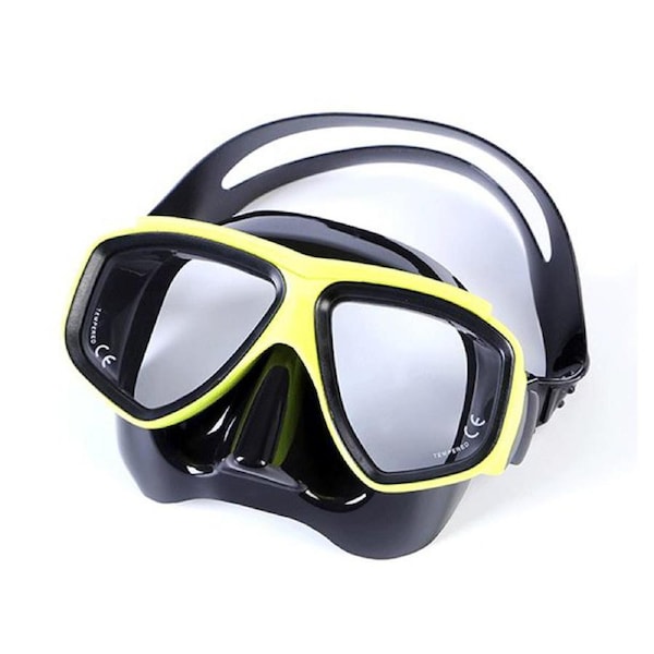 Catzon Diving Goggles Anti-Fog Coated Glass Myopic Optical Lens Adult Diving Mask Glasses Suitable For Scuba Diving-Fluorescent Yellow