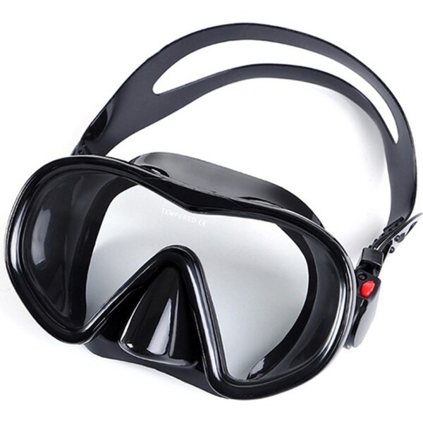 Catzon Diving Goggles Anti-Fog Coated Glass Adult Diving Mask Glasses Suitable For Snorkeling Swimming Scuba Diving-All Black
