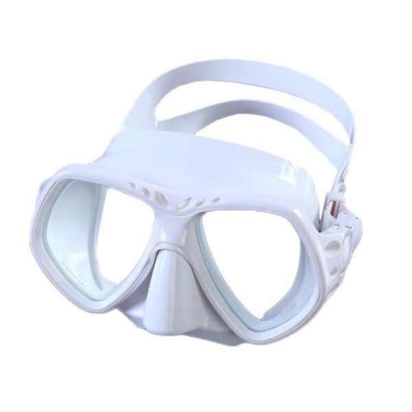 Catzon Diving Mask Anti-Fog Tempered Glass Waterproof Lens Adjustable Strap Adult Swimming Goggles For Snorkeling Swimming Scuba Diving-White