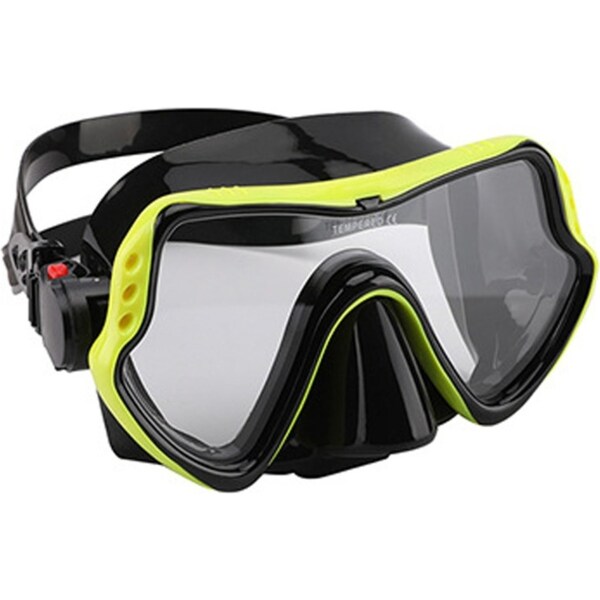 Catzon Diving Mask Anti-Fog Tempered Glass Waterproof Lens Adjustable Strap Adult Swimming Goggles For Snorkeling Swimming Scuba Diving-Yellow