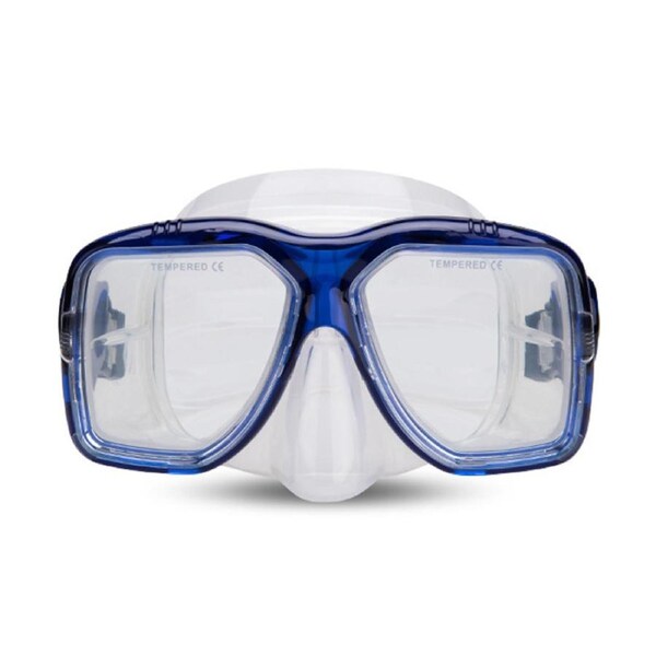 Catzon Diving Mask Anti-Fog Tempered Glass Waterproof Lens Adjustable Strap Adult Swimming Goggles For Snorkeling Swimming Scuba Diving-Blue