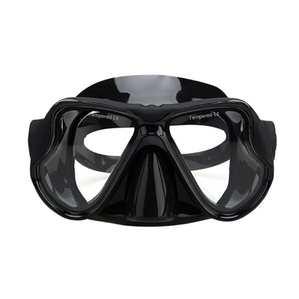 Catzon Diving Mask Anti-Fog Tempered Glass Waterproof Lens Adjustable Strap Adult Swimming Goggles For Snorkeling Swimming Scuba Diving-All Black