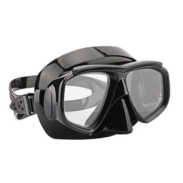 Catzon Diving Mask Anti-Fog Tempered Glass Waterproof Lens Adjustable Strap Adult Swimming Goggles For Snorkeling Swimming Scuba Diving-All Black