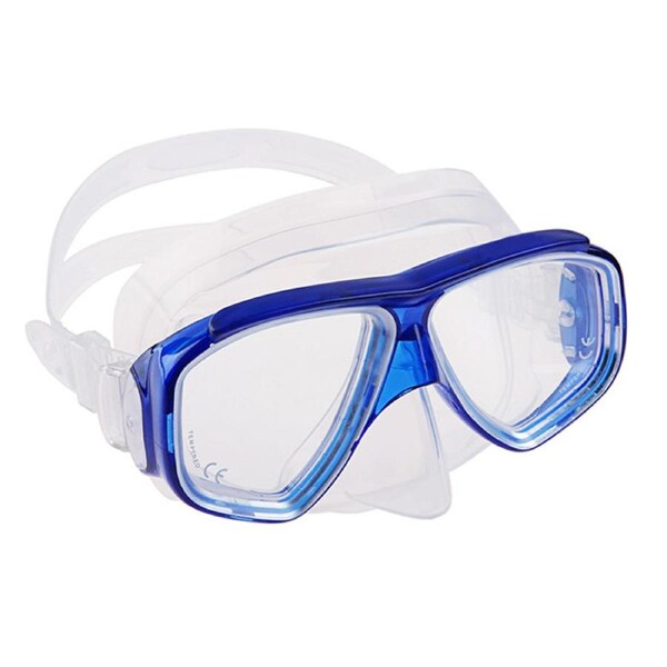 Catzon Diving Mask Anti-Fog Tempered Glass Waterproof Lens Adjustable Strap Swimming Goggles For Snorkeling Swimming Scuba Diving-Clear Blue