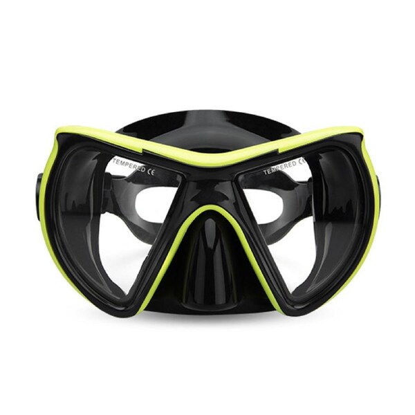 Catzon M24 Diving Mask Anti-Fog Tempered Glass Waterproof Lens Adjustable Strap Swimming Goggles For Snorkeling Swimming Scuba Diving-Yellow
