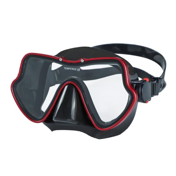 Catzon M11 Swim Goggles Anti-Fog Tempered Glass UV Protection Waterproof Lens Adjustable Strap 3D Tight Fit Design Diving Mask -Red