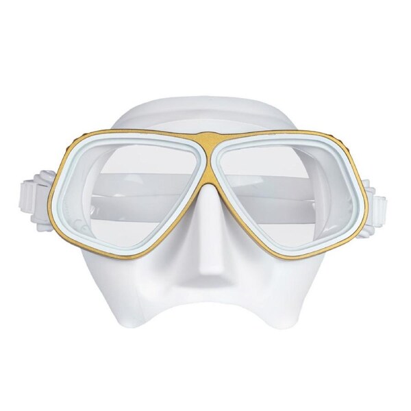 Catzon M206HA Swim Goggles Anti-Fog Tempered Glass UV Protection Waterproof Lens Adjustable Strap 3D Tight Fit Diving Mask -White Gold