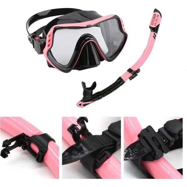 Catzon MS1110 Snorkel Set Anti-Fog Tempered Glass Watertight Lens Diving Mask For Snorkeling Swimming And Scuba Diving-Black Powder