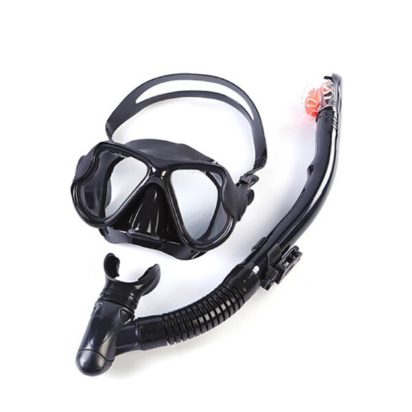 Catzon MS2209 Snorkel Set Anti-Fog Tempered Glass Waterproof Lens Anti Leak Dry Top Snorkel Gear Suitable For Swimming Snorkeling Scuba Diving-Black