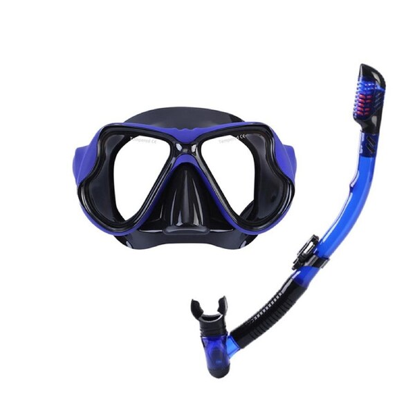 Catzon MS2211 Snorkel Set Anti-Fog Tempered Glass Waterproof Lens Anti Leak Dry Top Snorkel Gear For Swimming Scuba Diving-Blue