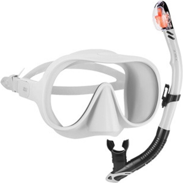Catzon MS301 Snorkel Set Anti-Fog Tempered Glass Waterproof Lens Anti Leak Dry Top Snorkel Gear For Swimming Scuba Diving-White