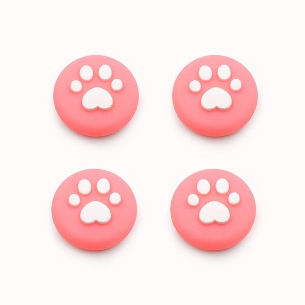 Catzon 4Pcs Cute Cat Paw Claw Thumb Stick Grip Cap Joystick Cover For Nintend Switch or Switch Lite Console-Pink