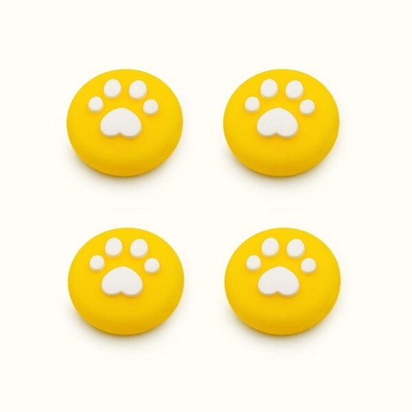 Catzon 4Pcs Cute Cat Paw Claw Thumb Stick Grip Cap Joystick Cover For Nintend Switch or Switch Lite Console-Yellow