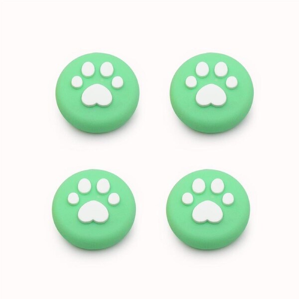 Catzon 4Pcs Cute Cat Paw Claw Thumb Stick Grip Cap Joystick Cover For Nintend Switch or Switch Lite Console-Green
