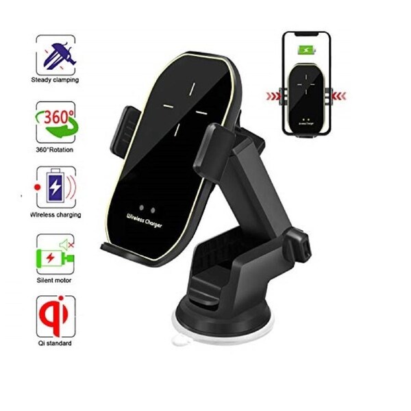 Catzon A7 Wireless Car Charger Mount Automatic Clamping IR Holder 10W Fast Charging for iPhone Samsung(Silver)
