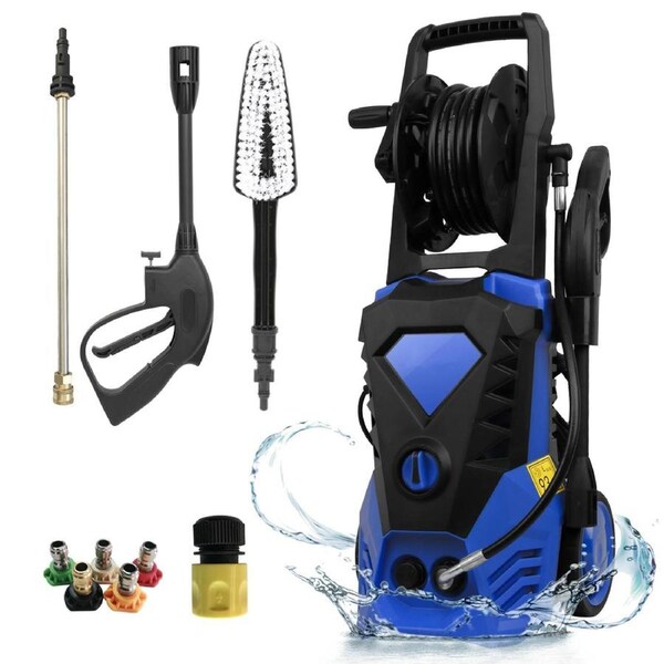 ADVWIN 3900Psi Pressure Washer, 2000W Electric High Power Washer Adjustable Spray Gun (6m High Pressure Hose) Blue