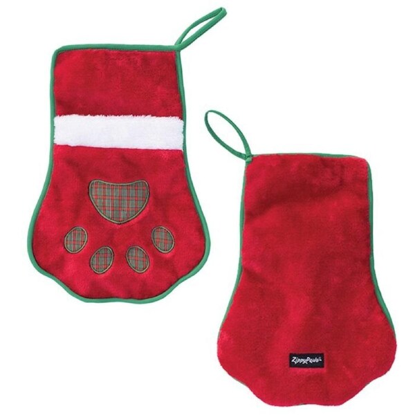 Christmas Holiday Stocking for Dogs Red Paw by ZippyPaws 35cmx25cm