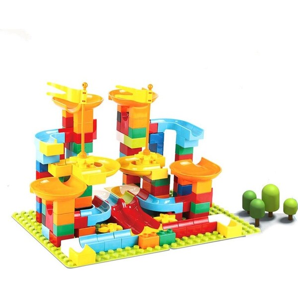 160Pcs Duploed Marble Race Run Building Block Maze Ball Track Toy Preschool Kids