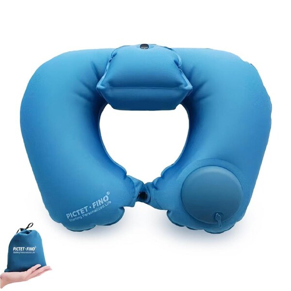 Catzon Ultralight Inflating Travel/Camping Pillows for Neck & Lumbar Support Sleep While Camp Backpacking-Blue
