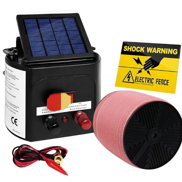 1200M Poly Tape 3KM Electric Fence Energiser Giantz Solar Powered