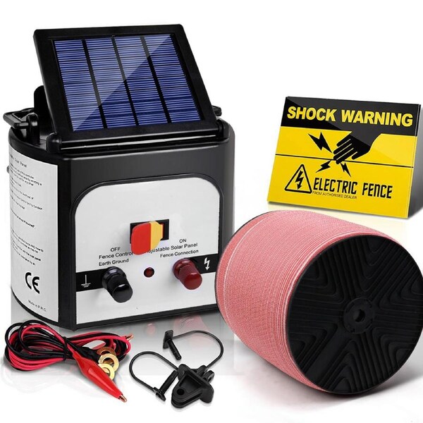 1200M Poly Tape 8KM Electric Fence Energiser Giantz Solar Powered