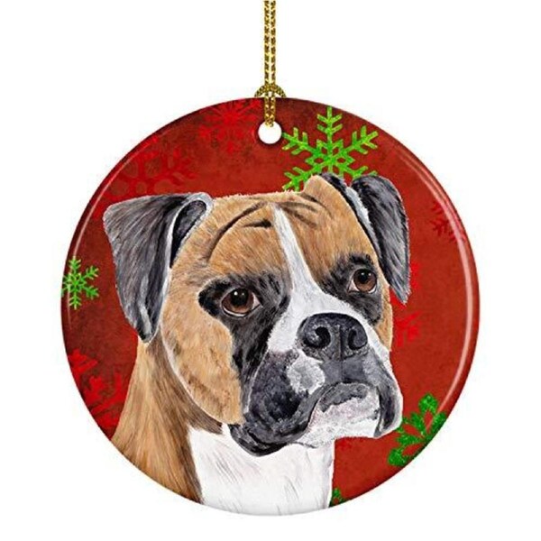 Boxer Red Snowflakes Holiday Christmas Ceramic Ornament Caroline's Treasures