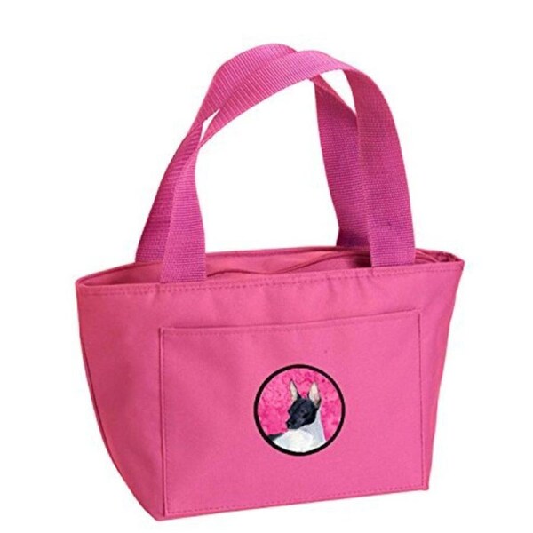 Caroline's Treasures SS4756-PK Rat Terrier Lunch or Doggie Bag, Large, Pink