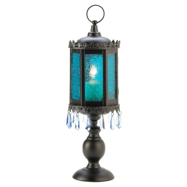 Gifts & Decor Home Decor Exotic Azure Pedestal Lantern Candle Holder