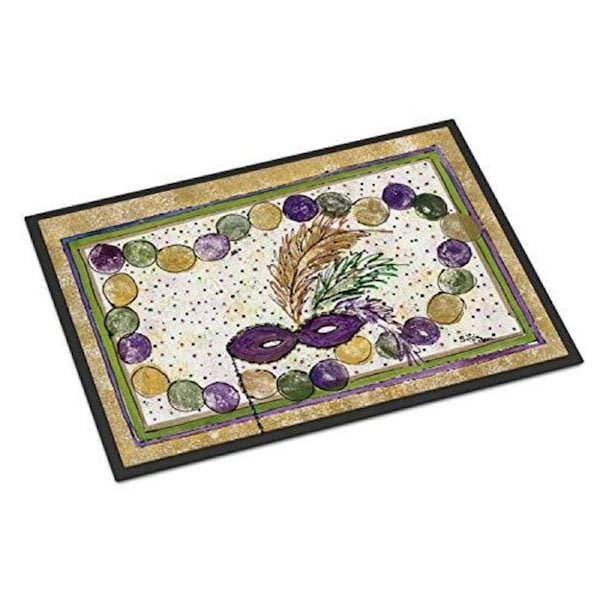 Caroline's Treasures Mardi Gras Beads Indoor or Outdoor Doormat, Multicolor, 18" x 27"