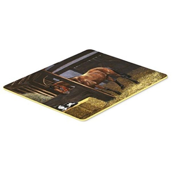 Caroline's Treasures BDBA0295JCMT"Horse in Stable with Cat" Kitchen or Bath Mat, 24" H x 36" W, Multicolor