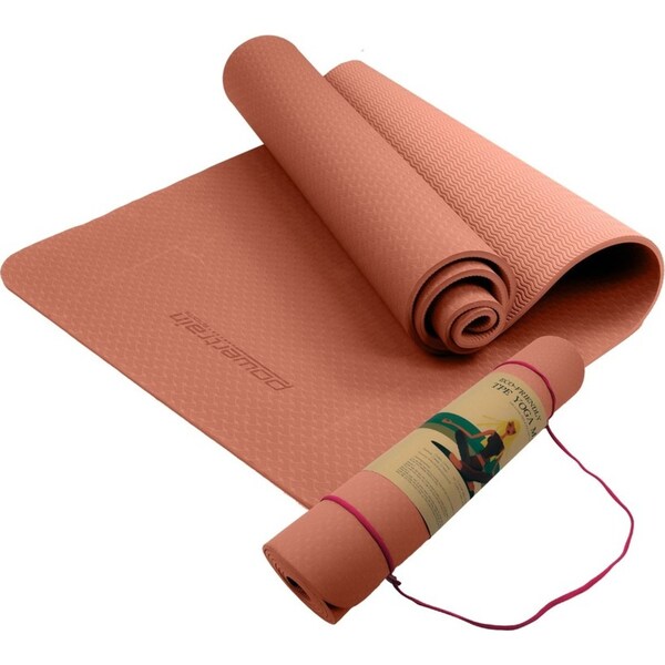 Powertrain TPE Yoga Exercise Mat Home Gym Pilates Floor Fitness 6mm Thick - Pink
