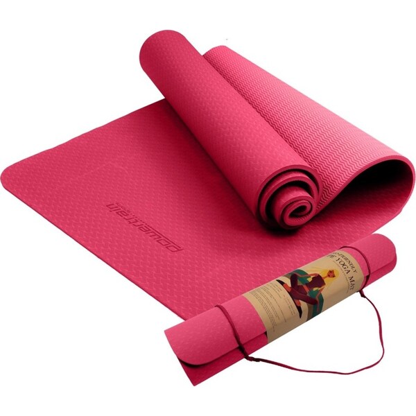 Powertrain TPE Yoga Exercise Mat Home Gym Pilates Floor Fitness 6mm Thick - Rose Pink