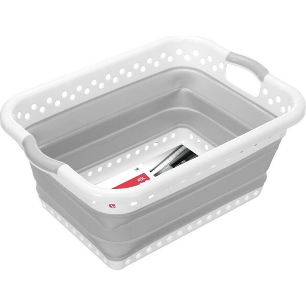 1 x 45L Aerated Plastic Collapsible Laundry Basket 62X44CM Carry Wash Cleaning Bin