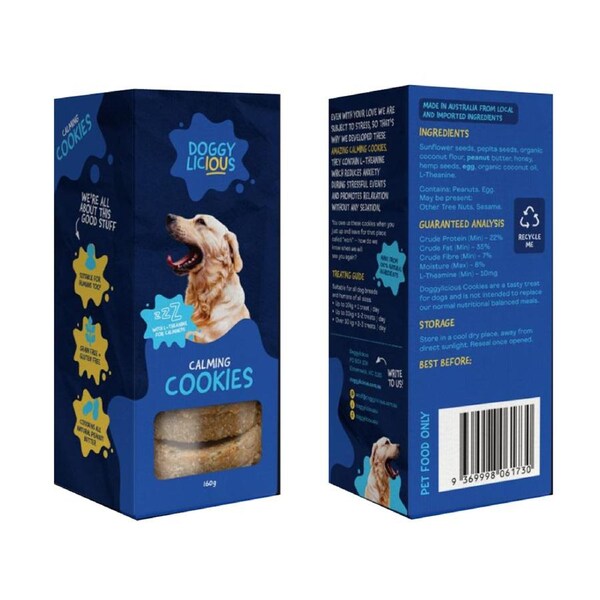 Doggylicious Calming Cookies Dogs Tasty Treats 160g