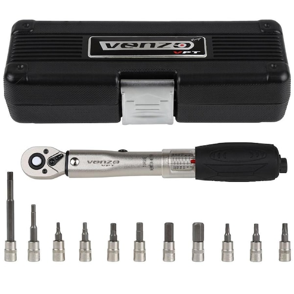 Venzo Bicycle Bike Torque Wrench Allen Key Tool Socket Set Kit 2-24NM