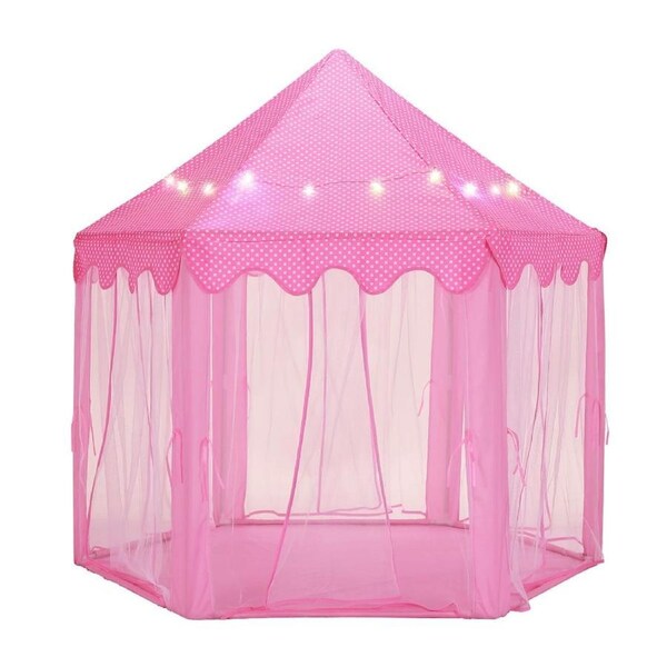 Kids Princess Castle Play Tent Hexagonal Play House Outdoor Indoor Playhouse Pink
