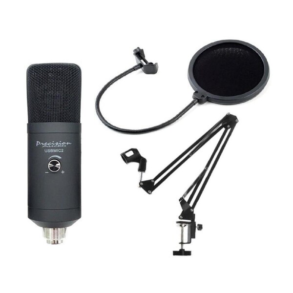 Precision Audio USB Recording Microphone Kit Live Stream Podcast Meeting Gaming USBMIC2KIT